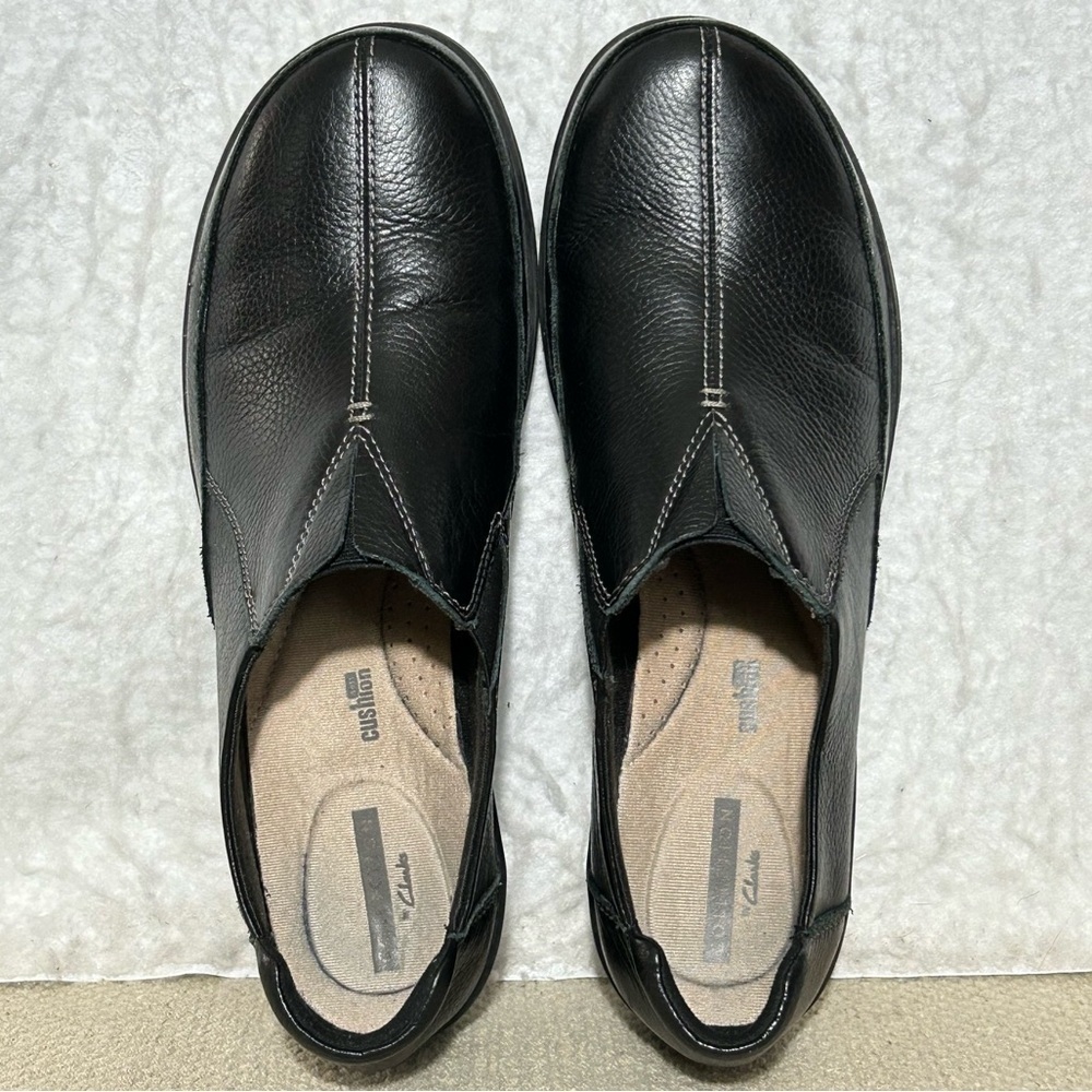Clarks Womens Cheyn Bow Black Leather Casual Slip On Loafer Shoes SZ US 9M - Picture 5 of 11